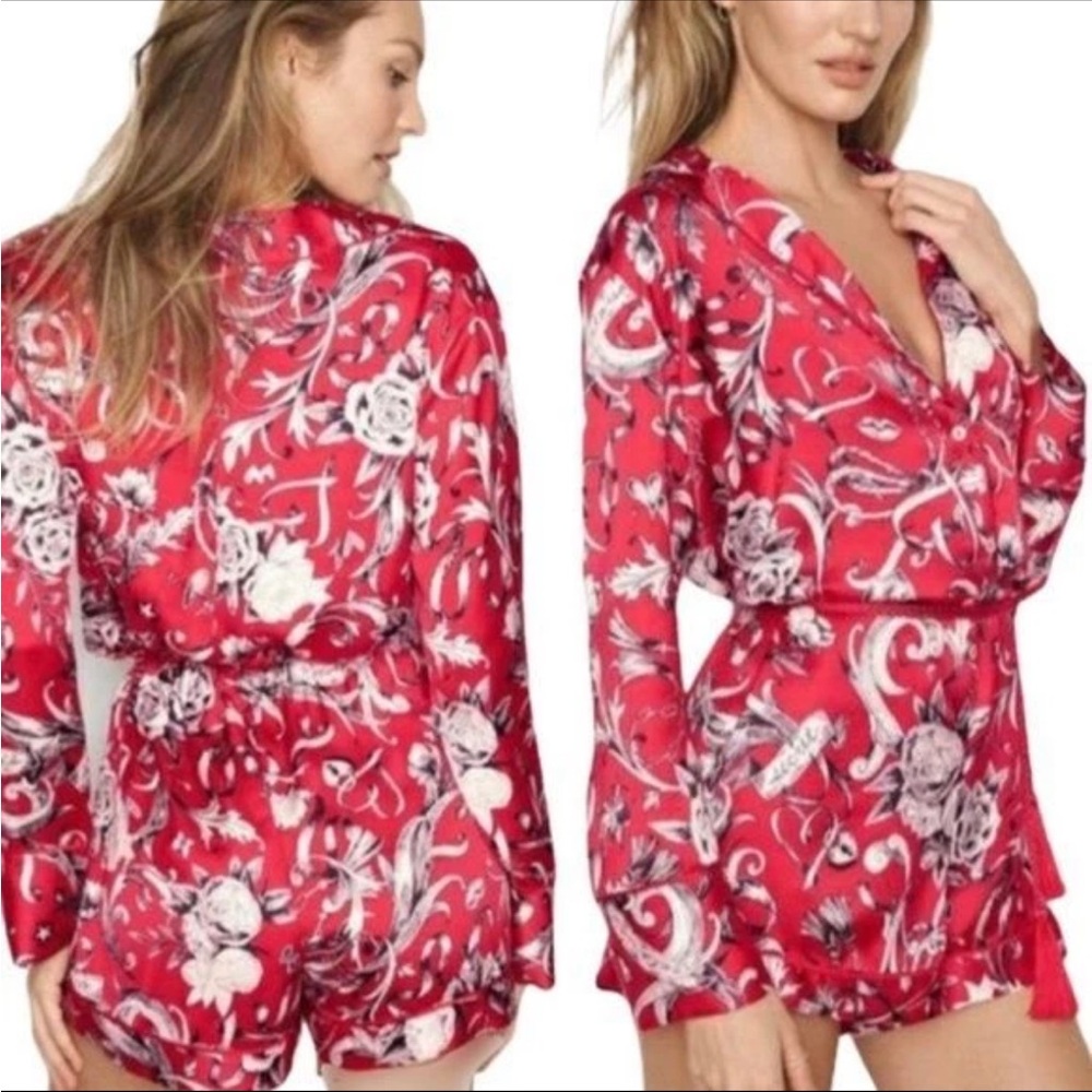 💘Victoria's Secret Red and White Satin Romper